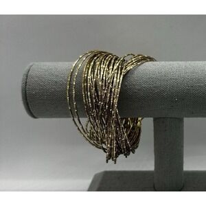 Gold Tone Intertwined Multi-Strand Wire Bangle Bracelet Stackable Fashion‎
